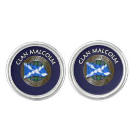 Clan Malcolm Tartan Knot & Flag Manschetten Knöpfe