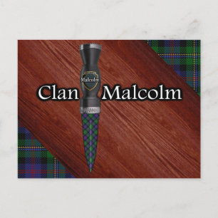 Clan Malcolm Tartan Sgian Dubh Klinge Postkarte