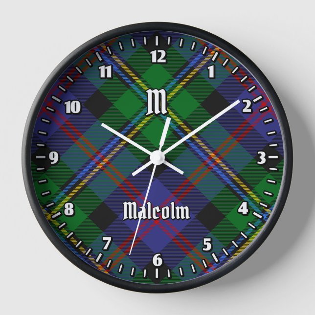 Clan Malcolm Tartan Uhr (Vorderseite)