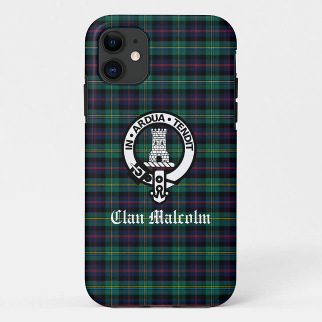 Clan Malcolm Tartan und Wappen Case-Mate iPhone Hülle (Rückseite)