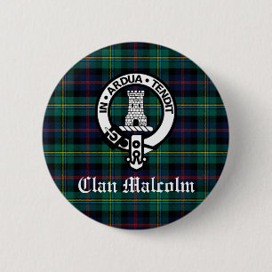 Clan Malcolm Wappen Abzeichen und Tartan Button