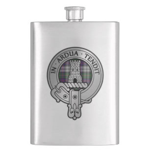Clan Malcolm Wappen & Dress Tartan Flachmann