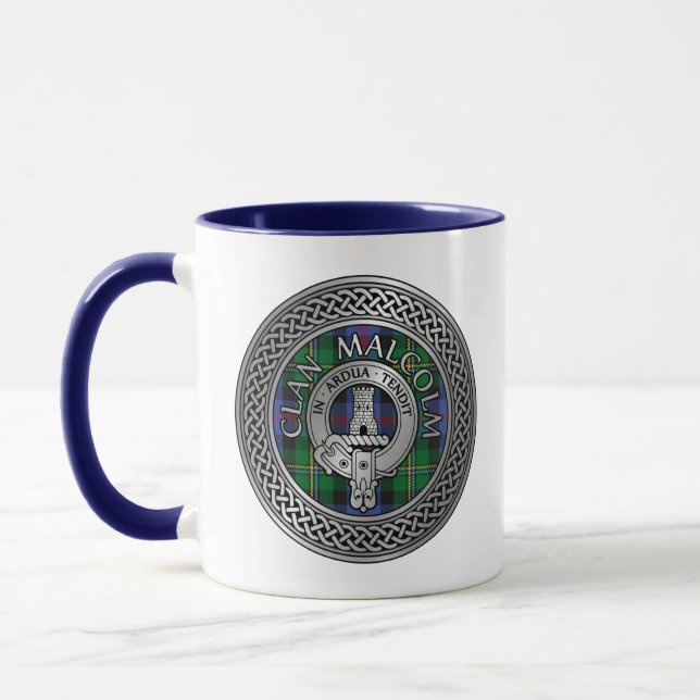 Clan Malcolm Wappen & Tartan Knot Tasse (Links)