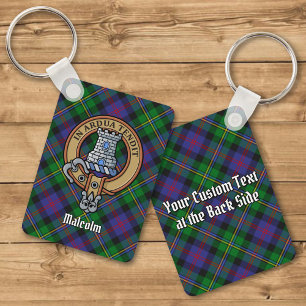 Clan Malcolm-Wappen über Tartan Schlüsselanhänger