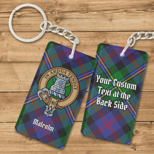 Clan Malcolm-Wappen über Tartan Schlüsselanhänger