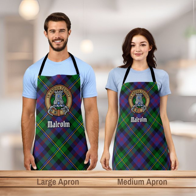 Clan Malcolm-Wappen über Tartan Schürze (Von Creator hochgeladen)