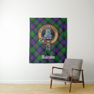 Clan Malcolm-Wappen über Tartan Wandteppich