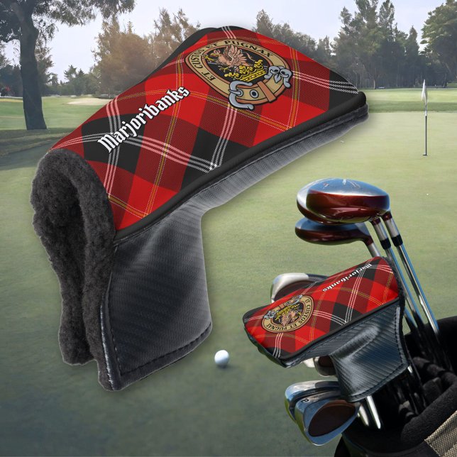 Clan Marjoribanks Wappen über Tartan Golf Headcover (Von Creator hochgeladen)
