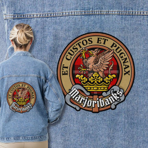 Clan Marjoribanks Wappen über Tartan Jeansjacke