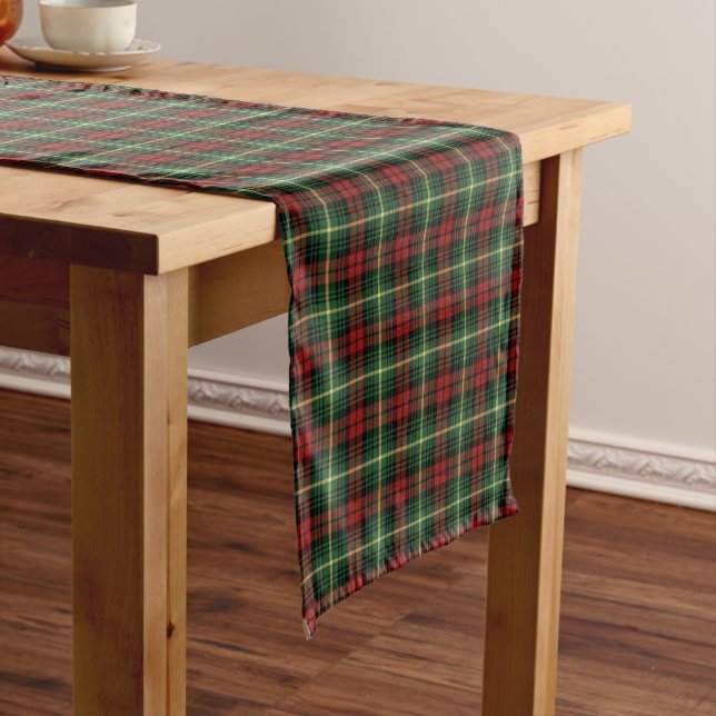 Clan Martin Green und Red Scottish Tartan Kurzer Tischläufer (Beispiel)