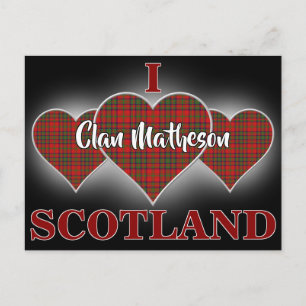 Clan Matheson I Liebe Scotland Tartan Heart Postkarte