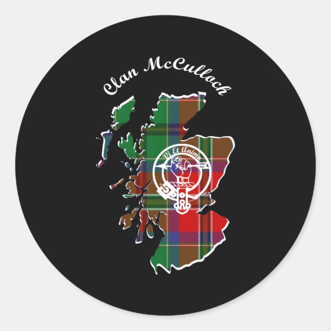 Clan Mcculloch Nachname Name Scottish Tan Map Runder Aufkleber (Vorderseite)