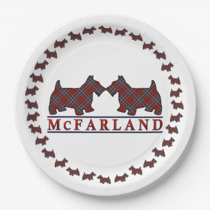 Clan McFarland MacFarlane Tartanscottie-Hunde Pappteller