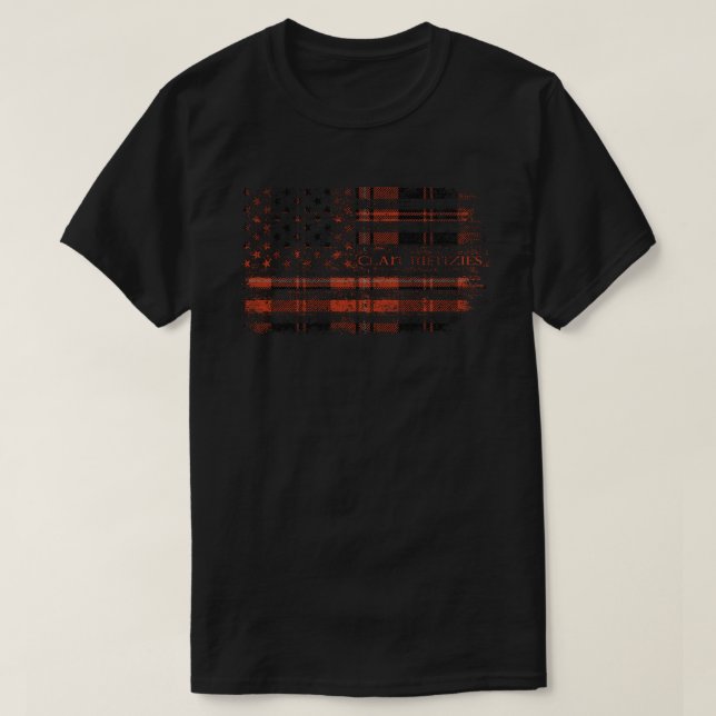 Clan Menzies of Culdares Scottish tartan US flagge T-Shirt (Design vorne)