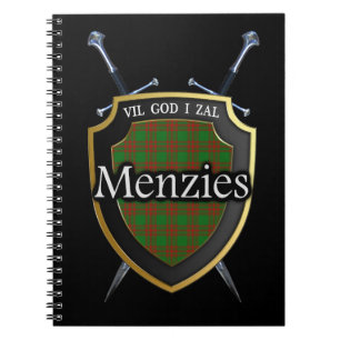 Clan Menzies Tartan-Schild u. Schwerter Notizblock