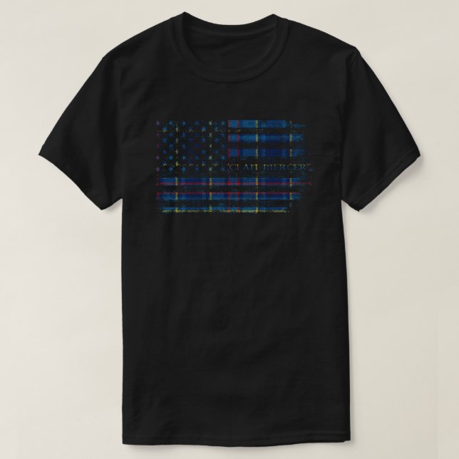 Clan Mercer Scottish tartan, US-Flaggenkilometer,  T-Shirt (Design vorne)