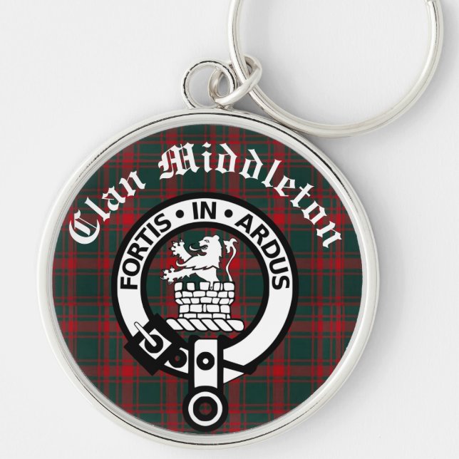 Clan Middleton Crest Badge and Tartan   Schlüsselanhänger (Vorne)