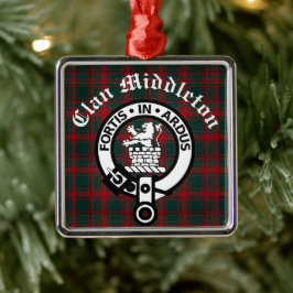 Clan Middleton Wappen Abzeichen und Tartan Ornament Aus Metall