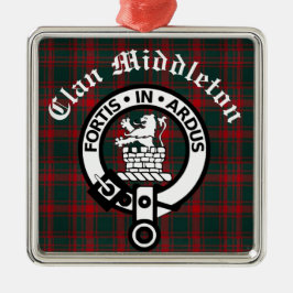 Clan Middleton Wappen Abzeichen und Tartan Ornament Aus Metall