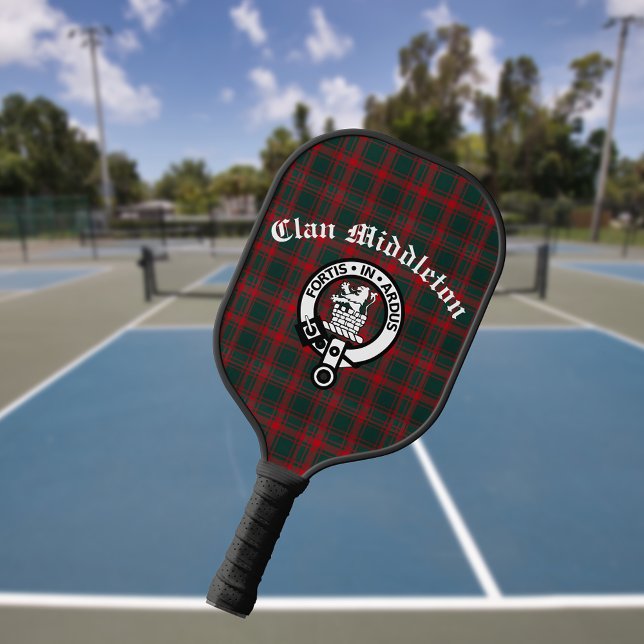 Clan Middleton Wappen Abzeichen und Tartan Pickleball Schläger (Von Creator hochgeladen)