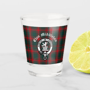 Clan Middleton Wappen Abzeichen und Tartan Schnapsglas