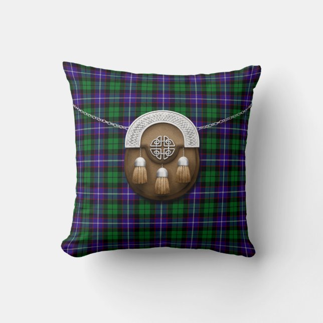 Clan Mitchell Tartan und Sporran Kissen (Vorderseite)