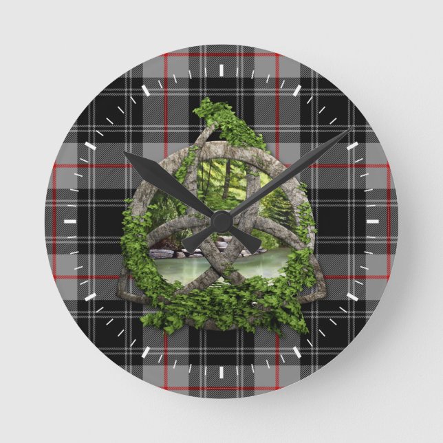 Clan Moffat Tartan Celtic Trinity Runde Wanduhr (Vorderseite)