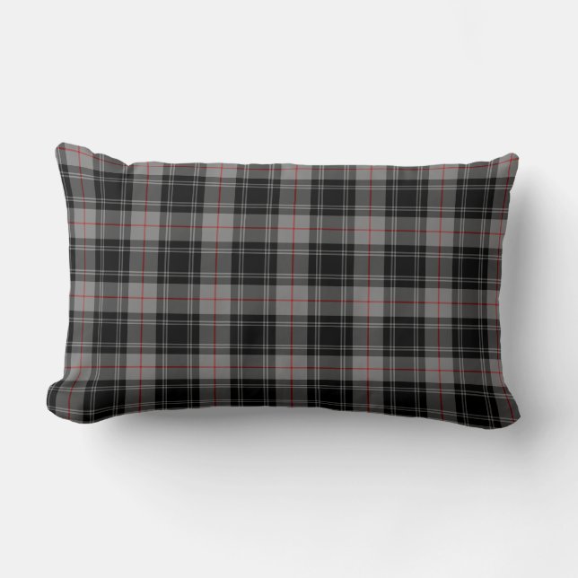 Clan Moffat Tartan Grau und Schwarz Kariert Lendenkissen (Vorderseite)