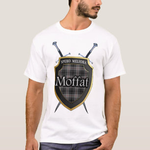 Clan Moffat Tartan-kariertes Schild u. Schwerter T-Shirt