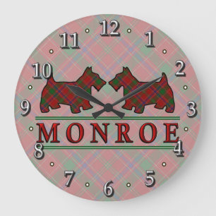 Clan Monroe Munro Tartan Scottie Dogs Große Wanduhr