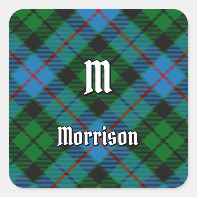 Clan Morrison Chasse Tartan Carré Sticker (Devant)