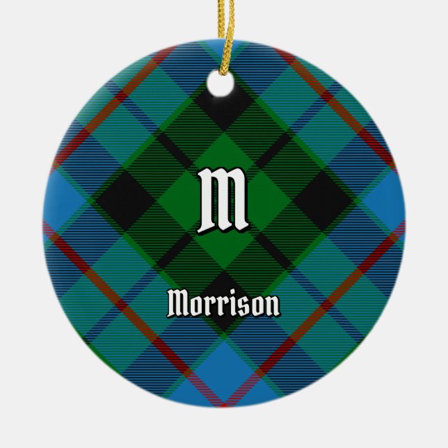 Clan Morrison Jagd Tartan Keramik Ornament Obelisk (Vorne)