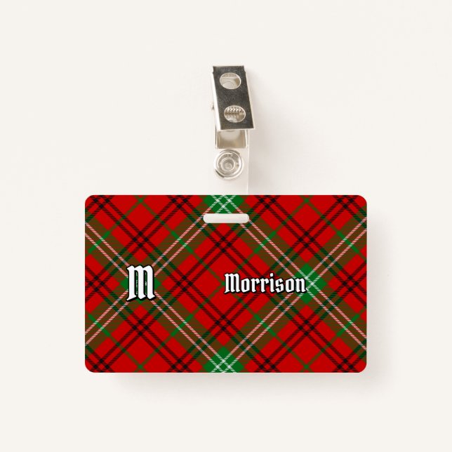Clan Morrison Red Tartan Abzeichen Ausweis (Vorderseite mit Klammer)