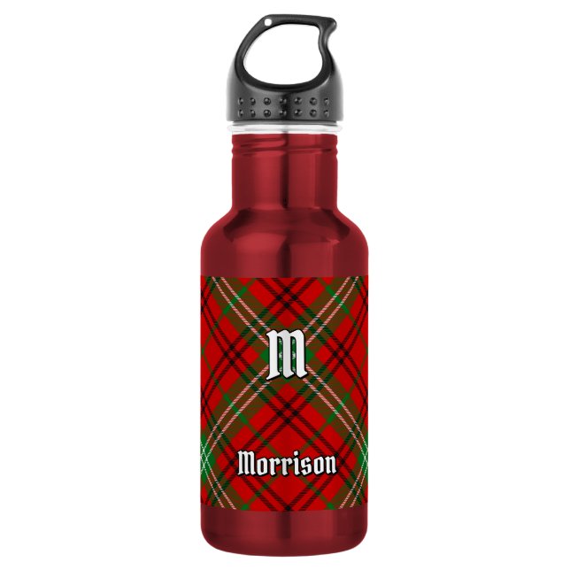 Clan Morrison Red Tartan Edelstahlflasche (Vorderseite)