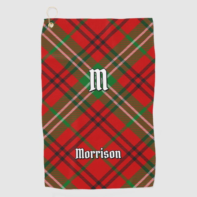 Clan Morrison Red Tartan Golf Towel Golfhandtuch (Vorderseite)
