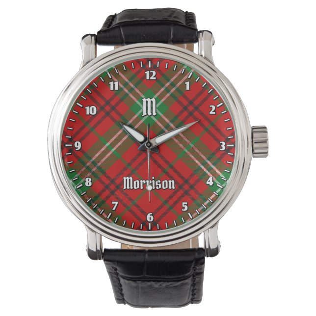 Clan Morrison Red Tartan Watch Armbanduhr (Vorderseite)