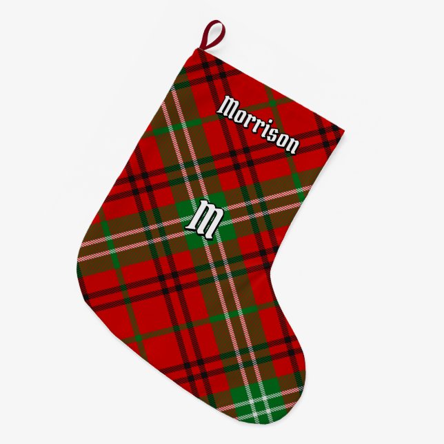 Clan Morrison Red Tartan Weihnachts-Strumpf Großer Weihnachtsstrumpf (Vorderansicht (hängend))