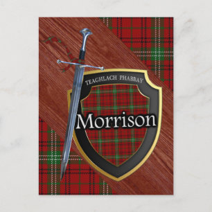 Clan Morrison Tartan Sword & Shield Postkarte