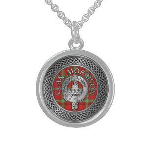 Clan Morrison Wappen & Tartan Knot Sterling Silberkette