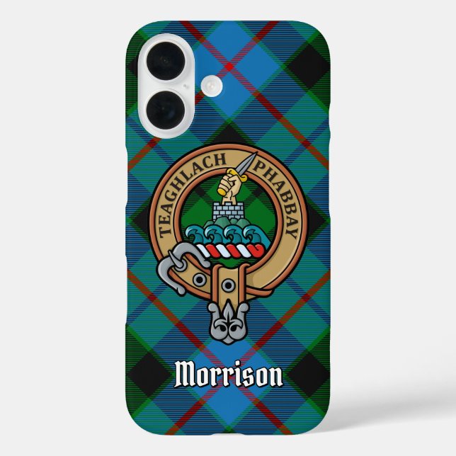 Clan Morrison Wappen über die Jagd auf Tartan iPhone 16 Hülle (Rückseite)