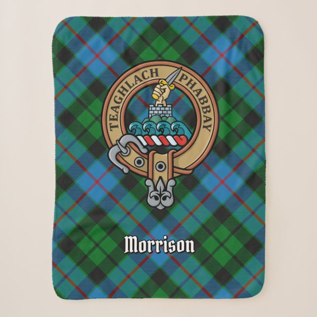 Clan Morrison Wappen über die Jagd auf Tartan Sherpadecke (Vorderseite)