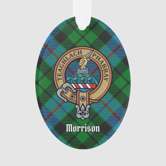 Clan Morrison Wappen über die Jagd Tartan Ornament (Vorderseite)