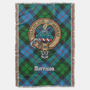 Clan Morrison Wappen über Jagdtartan Decke