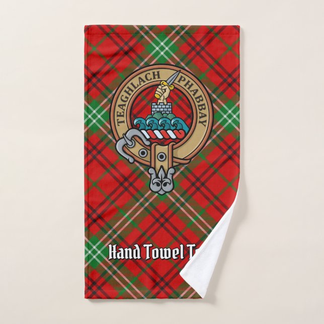 Clan Morrison Wappen über Red Tartan Badhandtuch Set (Handtuch)