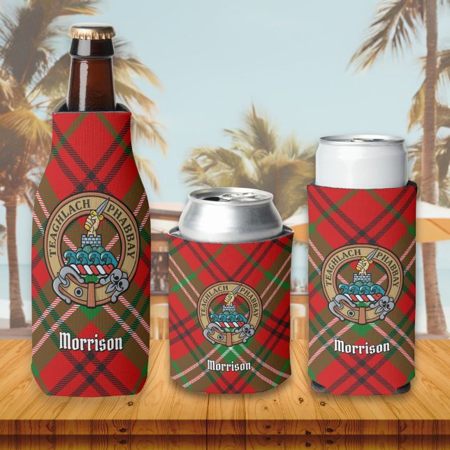 Clan Morrison Wappen über Red Tartan Flasche Coole Flaschenkühler (Von Creator hochgeladen)