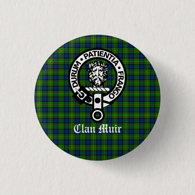 Clan Muir Wappen Abzeichen und Tartan Button (Vorderseite)
