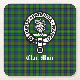 Clan Muir Wappen Abzeichen und Tartan Rechteckiger Pappuntersetzer