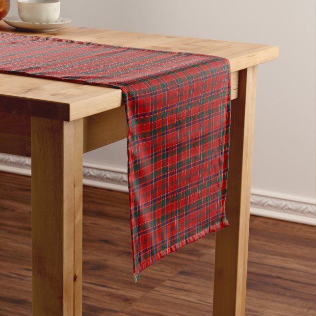 Clan Munro Bright Red Scottish Tartan Kurzer Tischläufer (Beispiel)