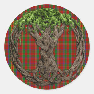 Clan Munro Tartan und keltischer Lebensbaum Runder Aufkleber