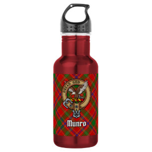 Clan Munro-Wappen auf Tartan Edelstahlflasche